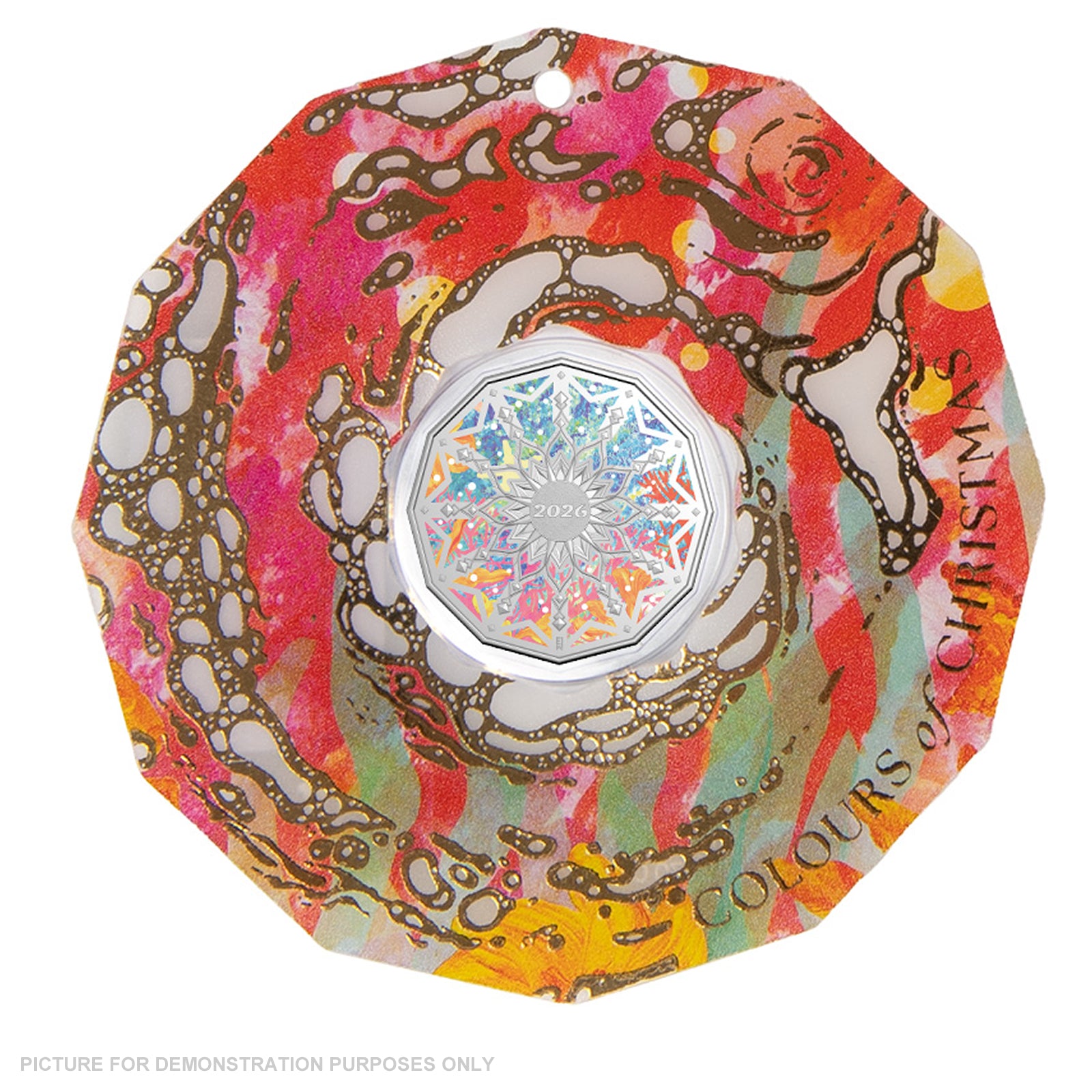 RAM 2026 Christmas Decoration 50c Uncirculated Coloured Coin - Red/Pink
